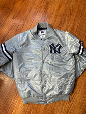 Starter New York Yankees MLB Satin Snap-Front Jacket L Silver/Blue