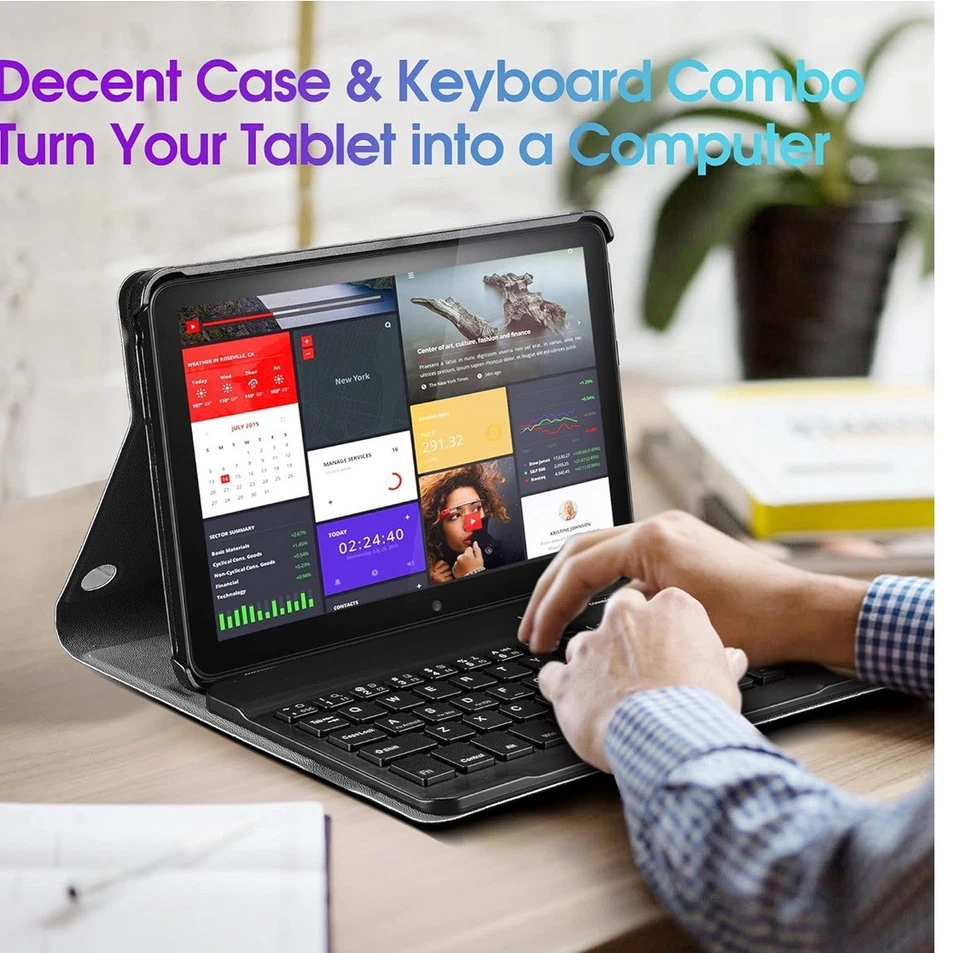 Case with Keyboard for Amazon Kindle Fire HD 8 & 8 Plus,Case with USB C Cable - Image 2 of 4
