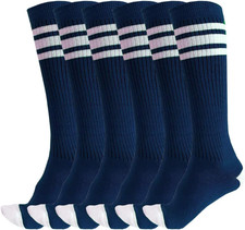 3 Pairs of Knee High Boys or Girls Stripe Tube Socks for Soccer, Basketball, Un
