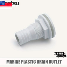 1  Thru Hull Fitting Marine Boat, Polypropylene, Plastic Drain Overflow Conne...