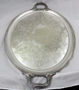 Large Antique English Silverplate Serving Bar Tray 29-3/4"