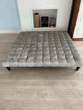 XL Silver/Pale Grey Crushed Velvet Footstool 5ft square
