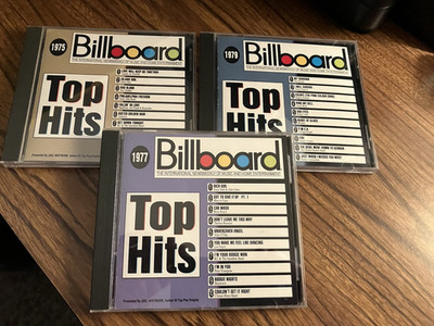 Lot of 3 1991 Rhino Billboard Top Hits Cds with years 1975, 1977 and 1979