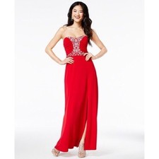 BCX beaded prom dress, RED, SIZE-1