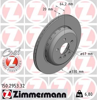 1x ZIMMERMANN Bremsscheibe FORMULA F 150.2953.32 für TOYOTA BMW 5er G30 F90 G31
