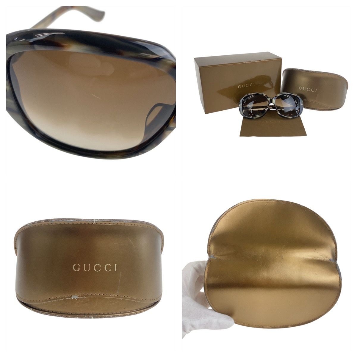 Gucci Interlocking Marble Sunglasses Silver Brown… - image 8