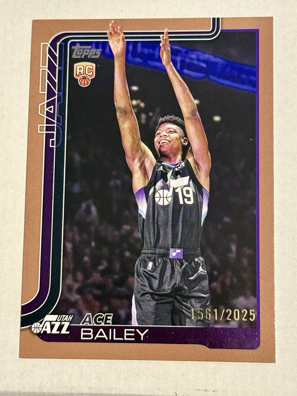 2025-26 Topps Basketball Ace Bailey Gold#’d /2025 #205 Utah Jazz RC Rookie