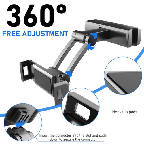 Car Mobile Phone Tablet Stand Seat Headrest Mount Holder Backseat - Afbeelding 6 van 10