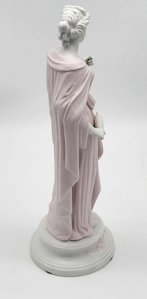 Antique 14+1/2" Parianware, Parian Ware statue of Grecian Woman, thread spool - Image 4 of 4
