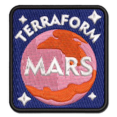 Terraform Mars Planet Space Earth Multi-Color Embroidered Iron-On Patch ...