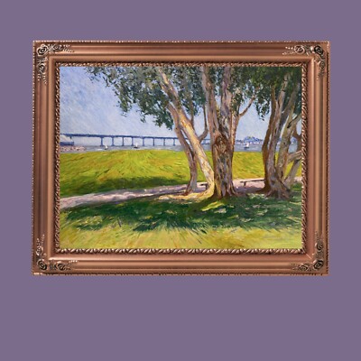 Stunning Oil Painting. ORIGINAL. Sunlit Path to the Bay. Art Masterpiece.