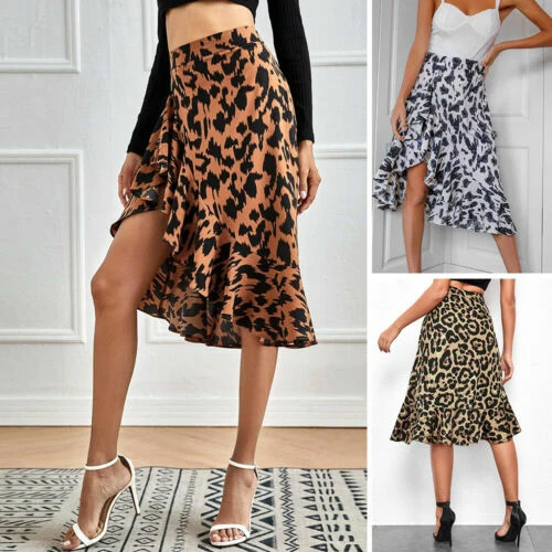 Animal Print Wrap Skirts for Women