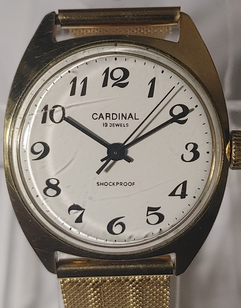 Vintage Cardinal 19 Jewels shockproof gold plated Mechanical USSR