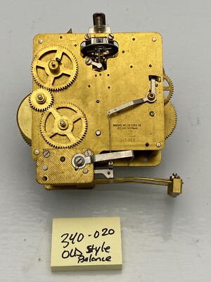 Hermle 340-020 Mantle Clock Movement For Parts or Repair Old Style Balance 