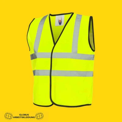 Kinder Warnschutzweste Sicherheitsweste Warnweste Uneek UC806 gelb (3 Größen)