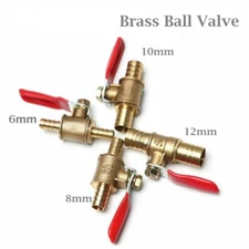 Brass Ball Valve Inline Hose Barb Water/Air Gas Fuel Line Shut-off