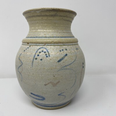 Studio Pottery 6  Vase Hand Painted And Signed 