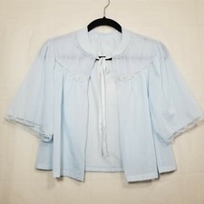 Vintage Seamprufe bed jacket light blue size MD pintuck accent nylon loungewear