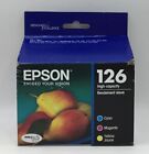 Epson 126 High Capacity Color Ink Cartridges Cyan Magenta Yellow Exp 6/24 "Read"
