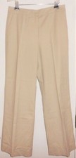 St. John Wmn Tan Cotton Blend Work Nicer Dress Pants sz 12 Fly Front Made in USA