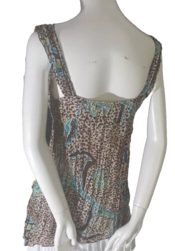 VINTAGE Y2K BRAND TOP 12 ASYMMETRIC CRUSH BEADED LEOPARD GIRL EXPRESS - Picture 7 of 13