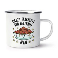 VerrüCkte Spaghetti Und Meatballs Mann Stars Emaille Tasse Lustiger Witz Essen