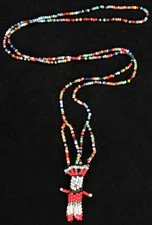 Vintage Native American Zuni Kachina Doll Seed Bead Necklace Pendant Ornament