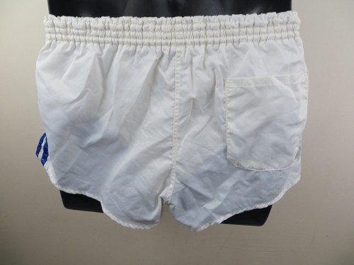 Vintage Adidas 80s 1980s Shorts White Blue Retro Vtg Shiny Nylon Mens Small 5 D5 - Picture 4 of 7
