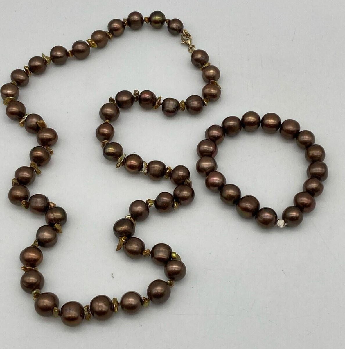 ネックレス・ペンダント Handmade brown pearls necklace TAHITIAN Brown pearl and baroque pearls necklace and bracelet set