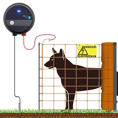 50m Komplettset Elektrozaungerät und Elektronetz orange Hundezaun große Hunde