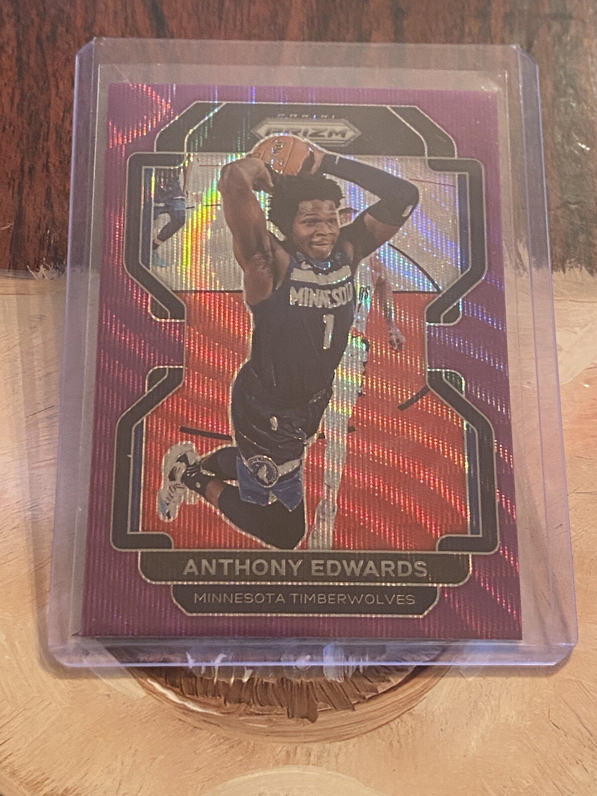 2021-22 Panini Prizm Anthony Edwards Purple Wave #37