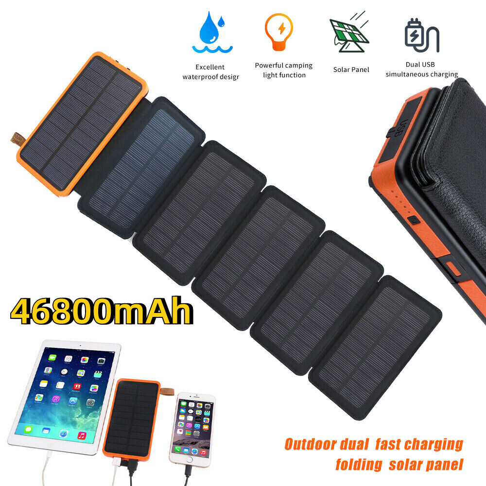 Solar Charger 46800mAh, Outdoor USB C Portable Power Bank wi