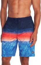 Speedo Men's Swim Trunk Knee Length Boardshort Bondi Striped Peacoat Small.