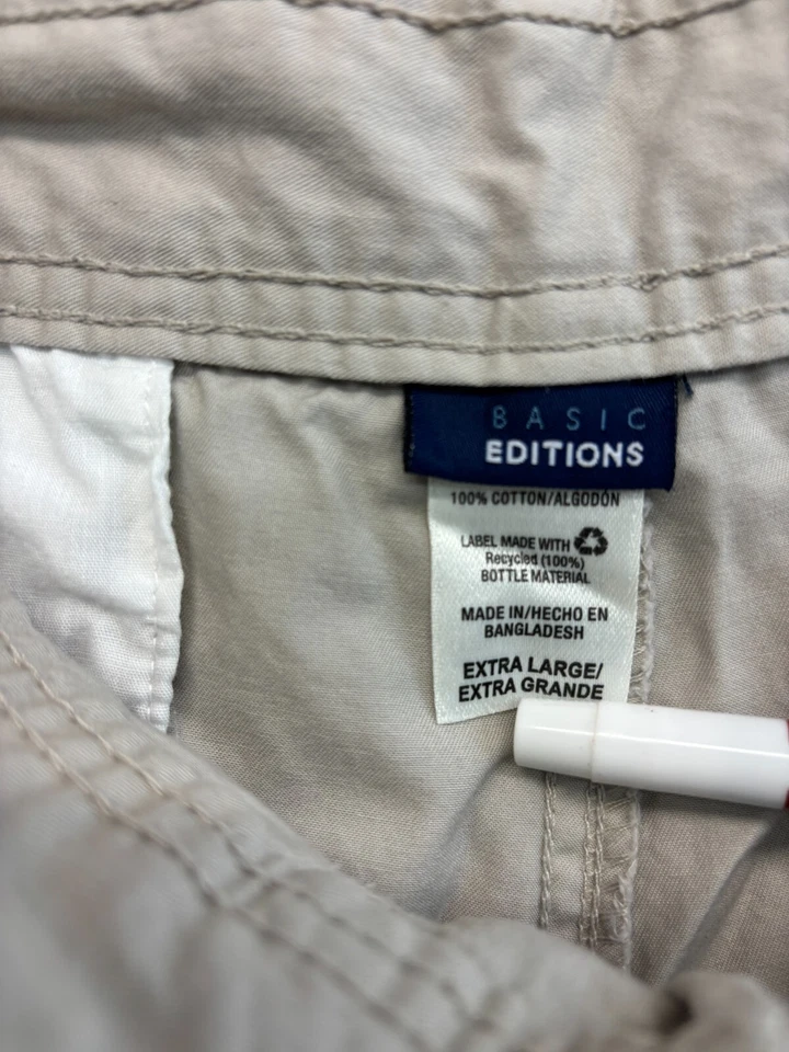 Basic Editions Khaki Chino Bermuda Shorts 100% Cotton Women's Size XL - Image 2 of 4