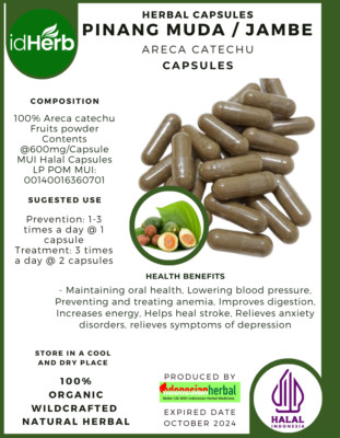 [idHerb] CAPSULES PINANG MUDA/JAMBE - ARECA CATECHU NATURAL ORGANIC HERBAL FRESH