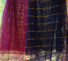 Pair of Women's Chiffon Sheer Blue and Purple Glittery Hijab Scarves Headscarves