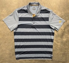 Adidas Golf Polo Shirt Men's Large Short Sleeve Stretch Blue Stripes