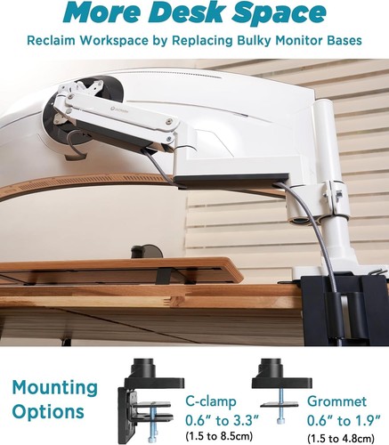Heavy Duty Monitor Arm for Ultrawide Monitors up to 57" and 44 lbs, Single Desk - Picture 4 of 7