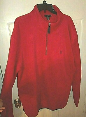 Nautica XXL Men's Nautech Fleece 1/4 Zip Red Jacket with Pockets LOGO Fast Ship