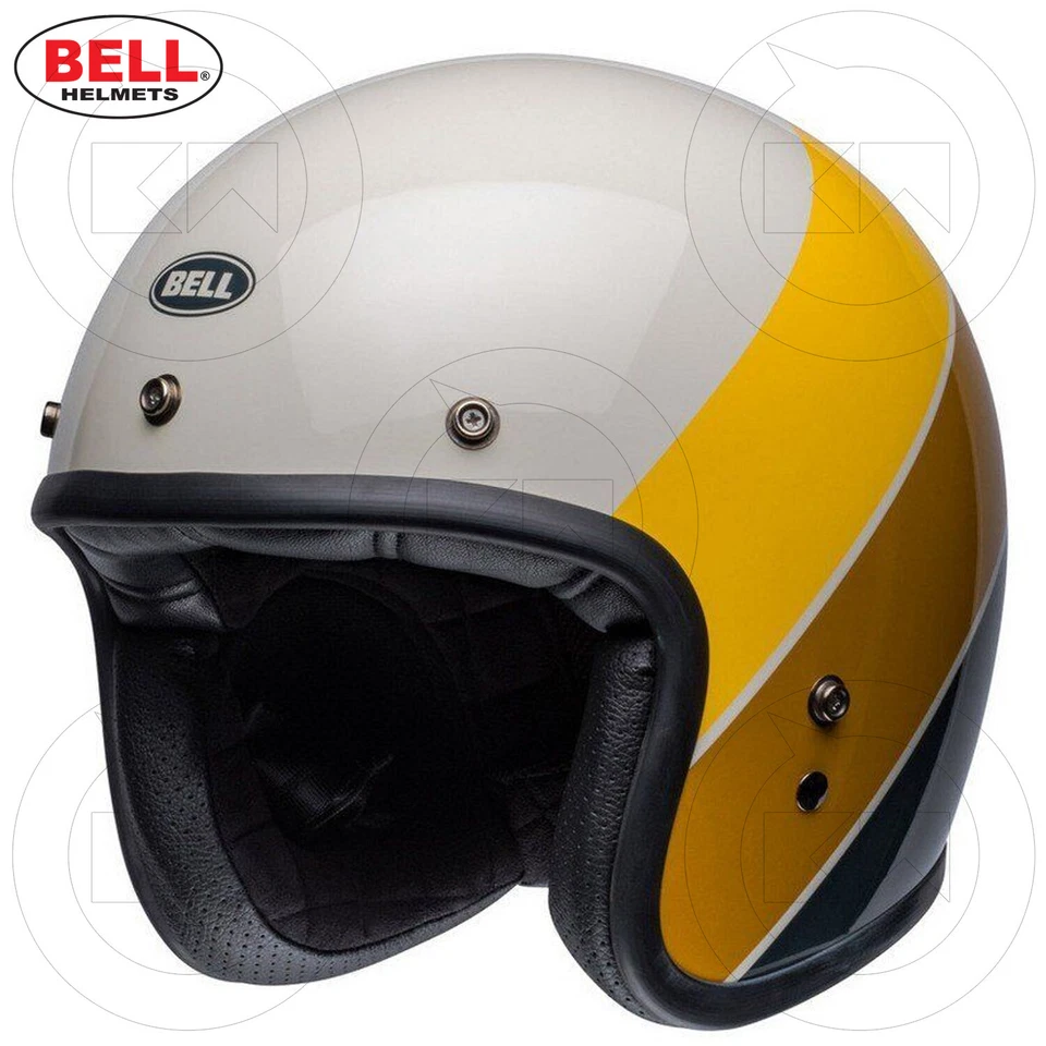Casque Jet Moto Vintage Bell Custom 500 Riff Sand/Yellow Sable/Jaune Homologué - Photo 4/4