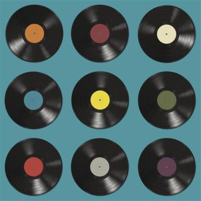 Servietten Vinyl Schallplatten schwarz Retro Mottoparty 70er 80er Jahre 33x33cm