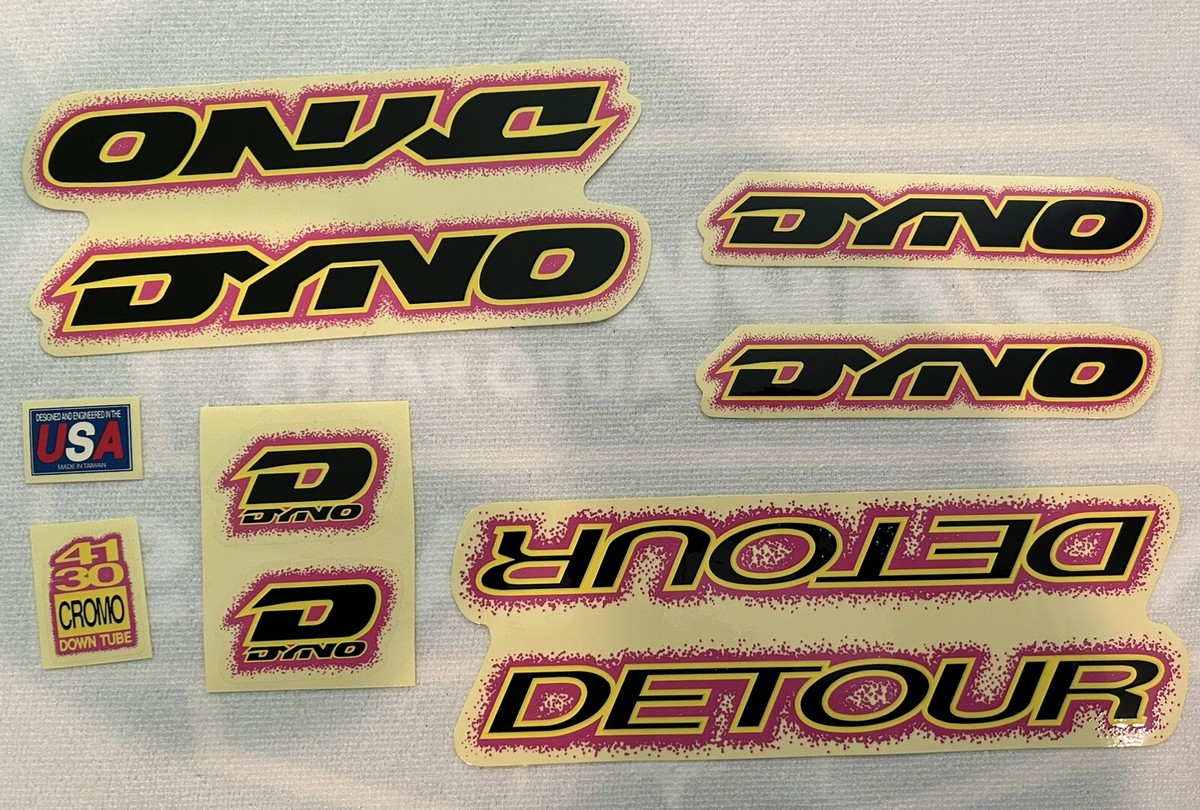 Vintage 1991 NOS Dyno Detour BMX Bike Complete Decals Kit New Old
