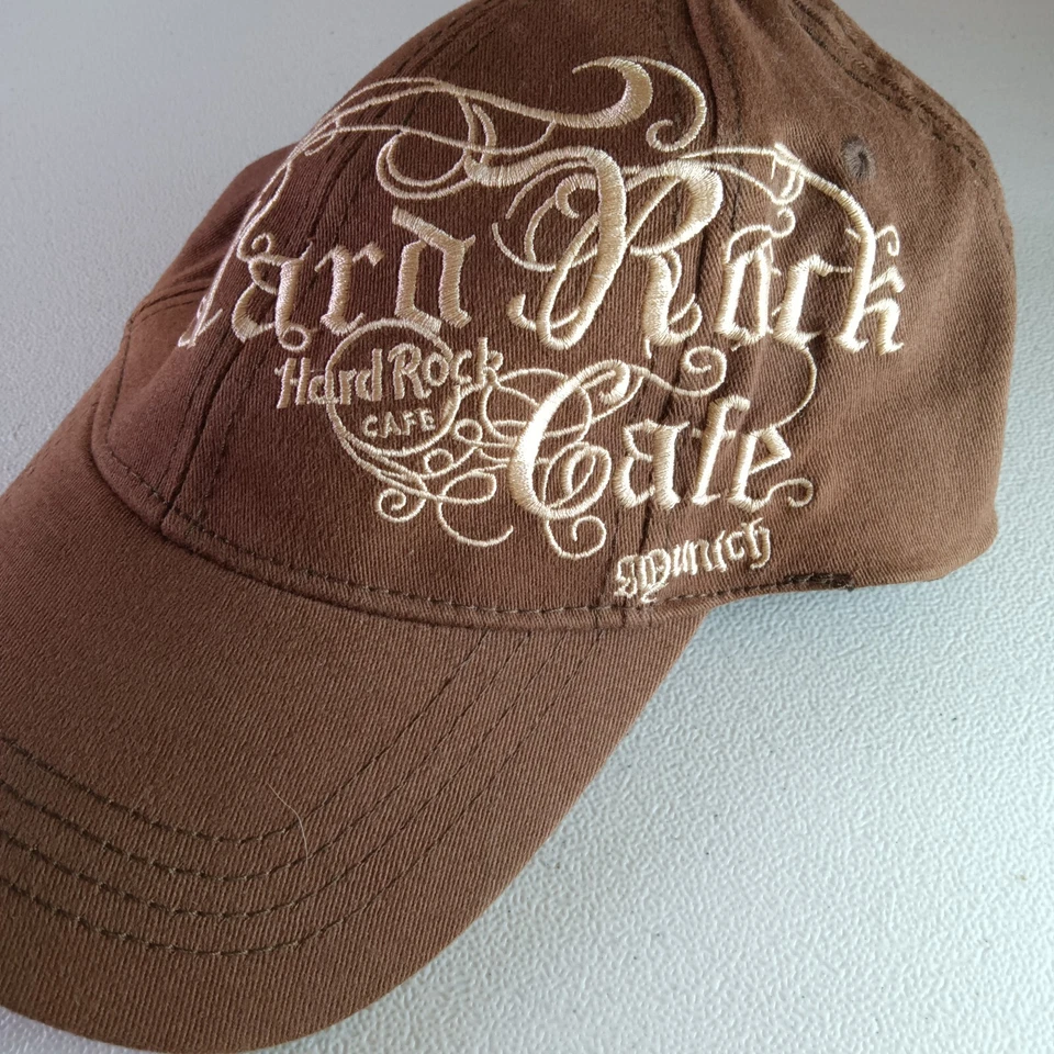 Gorra de béisbol Hard Rock Munich marrón bordada filagree recuerdo vintage Foto 4 de 4
