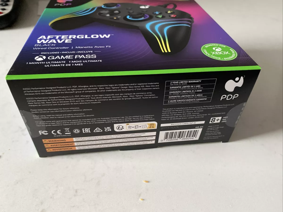 PDP Xbox & PC Afterwave Glow Black Wired Controller Includes 1