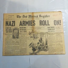 Des Moines Register 1941 October 9 Nazi Armies Roll On Viereck Hitler WAR TP