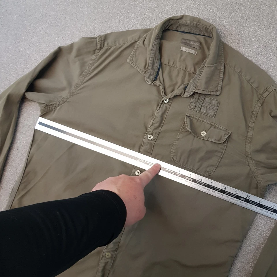 Camisa Napapijri Para Hombres XL Verde Calce Ajustado Utilidad Bolsillo Exterior Técnico Táctico Foto 4 de 4