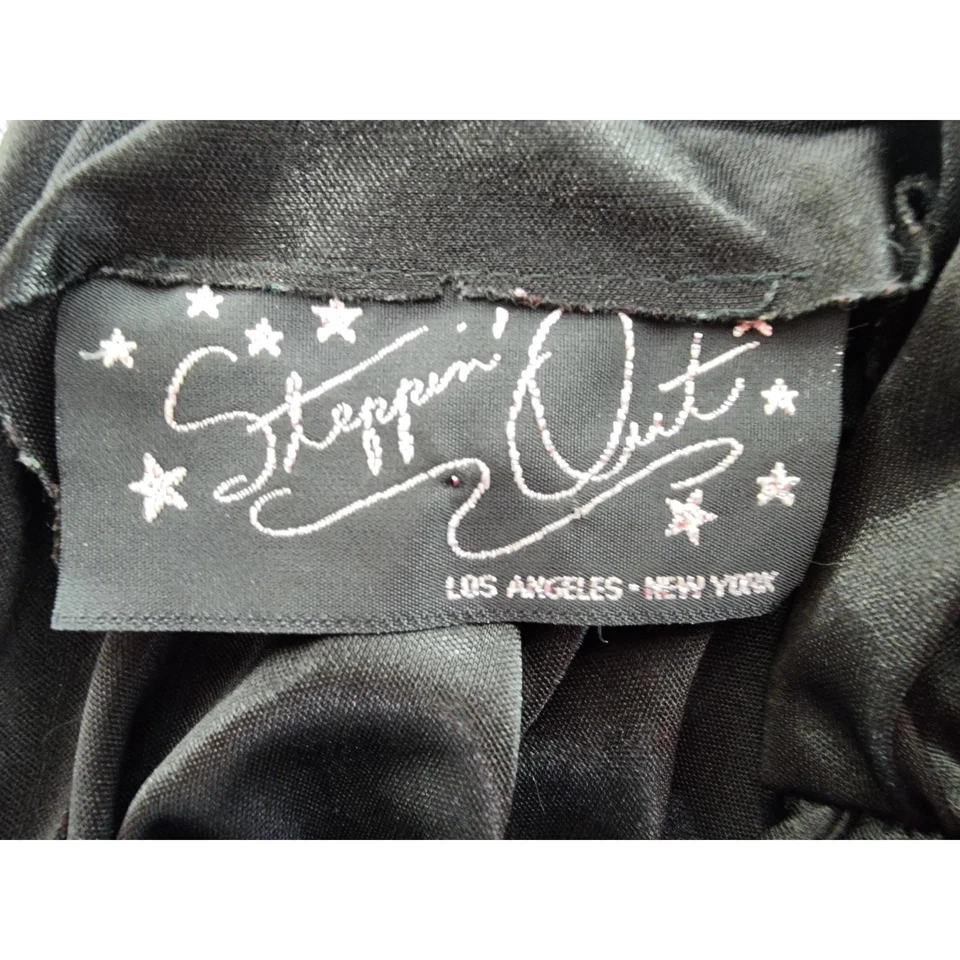 Vestido de festa vintage anos 80 gola V drapeado peplum tamanho 11 preto midi - Imagem 3 de 4