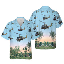 Army Hawaiian Shirt, Us Army Bell Uh-1B Helicopter Hawaiian Shirt
