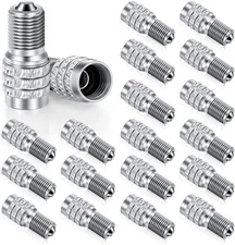 20 Pack Double Seal Valve Stem Cap Inflate Tire Flow Through silver 