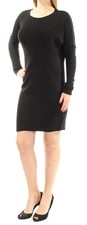 BAR III Womens Black Sweater Long Sleeve Above The Knee Sheath Dress S